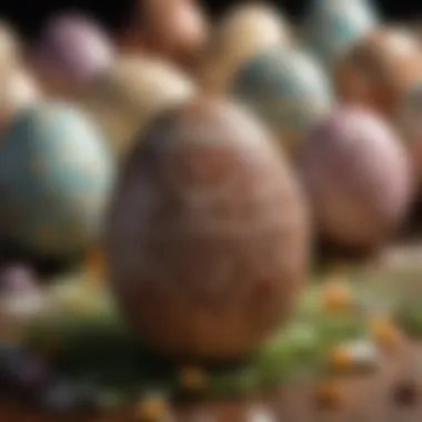 Artistic Design on Easter Egg An artistically designed egg with intricate patterns and designs, demonstrating creativity.