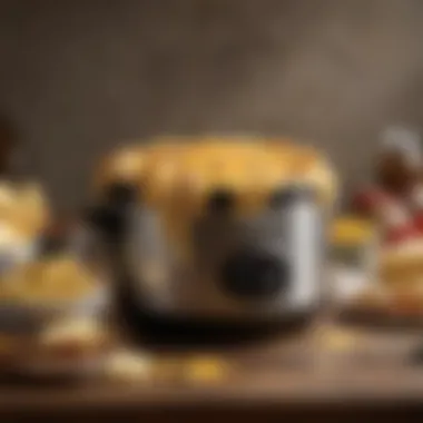 Melted Cheese in Crock Pot A crock pot filled with melted cheese and ingredients
