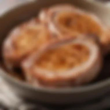 Marinated pork chops resting in a bowl