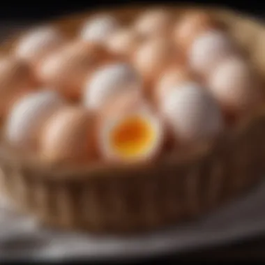 Fresh Eggs for Poaching A close-up of fresh eggs in a basket, showcasing their quality