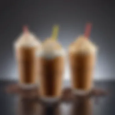 An assortment of iced coffee flavors at McDonald's showcasing vibrant colors and unique presentations