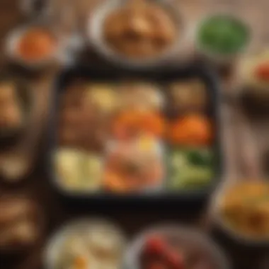 Diverse Bento Box Colorful bento box featuring a variety of dishes