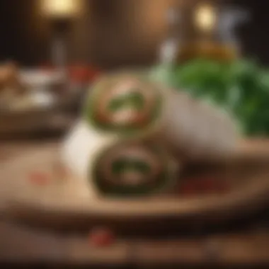 Gourmet Wrap Delight Elegant wrap filled with greens, protein, and a tangy sauce