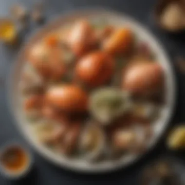 Diverse Shellfish Varieties An assortment of shellfish on a plate showcasing their natural colors and textures