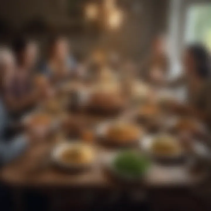 A group of friends enjoying a meal together in a cozy setting.