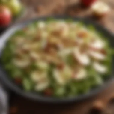 Delicious Apple Salad for Healthy Eating A refreshing apple salad garnished with nuts and dressing