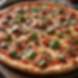 A vibrant keto pizza topped with fresh vegetables and cheese