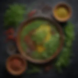 A vibrant assortment of fresh herbs and spices for vinaigrette