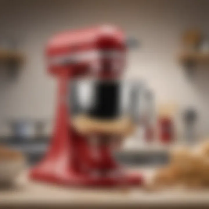 The KitchenAid Classic mixer in action with various attachments displayed