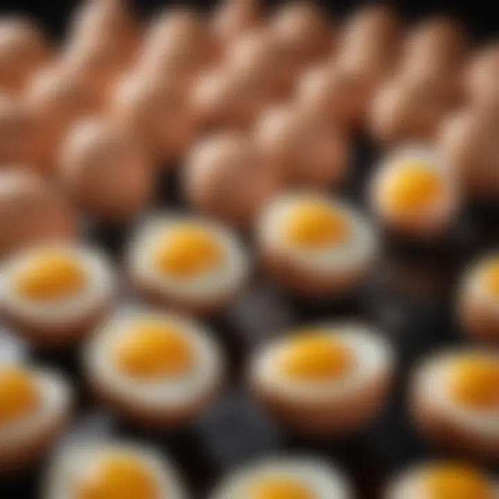 Close-up of perfectly cooked eggs from the cooker