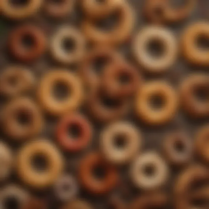 An array of traditional and modern kringle variations displayed on a rustic wooden table.