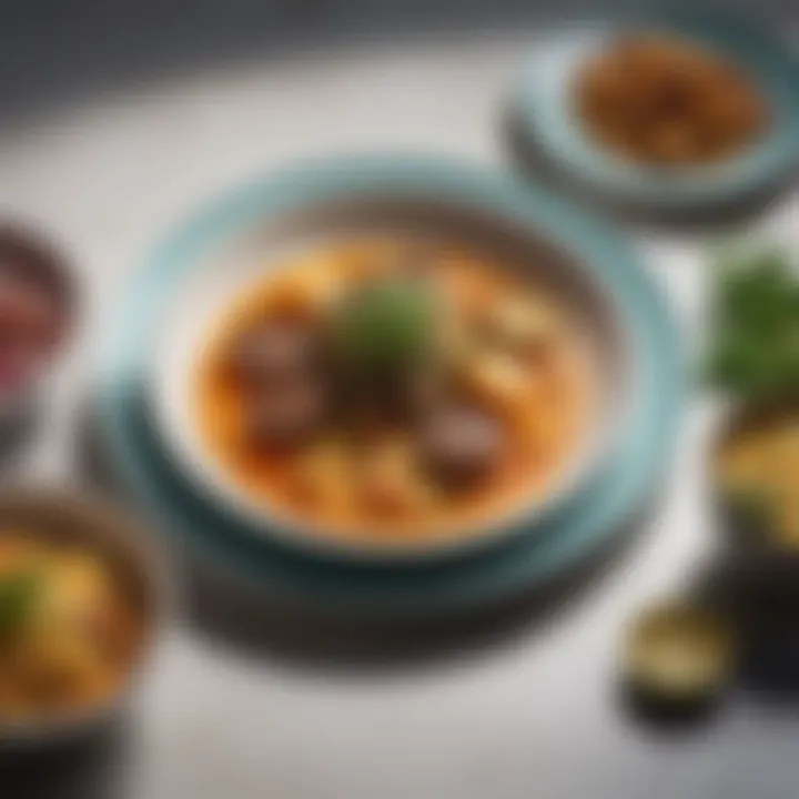 A beautifully arranged plate of steamed dishes showcasing color and texture