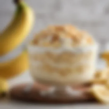 A bowl of creamy low carb banana pudding topped with sliced bananas