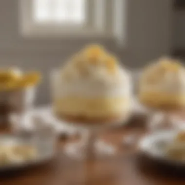 Elegant Presentation of Banana Pudding Elegant presentation of low carb banana pudding on a table
