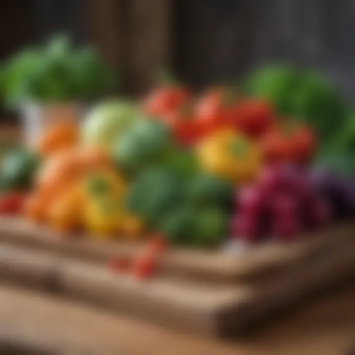 Fresh, leafy low potassium vegetables displayed on a rustic wooden table.