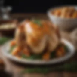 A beautifully plated chicken dish prepared in a pressure cooker, showcasing tender meat and vibrant herbs.