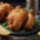 Crispy air fried chicken garnished with herbs
