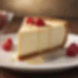 A luscious slice of cheesecake showcasing its creamy interior.