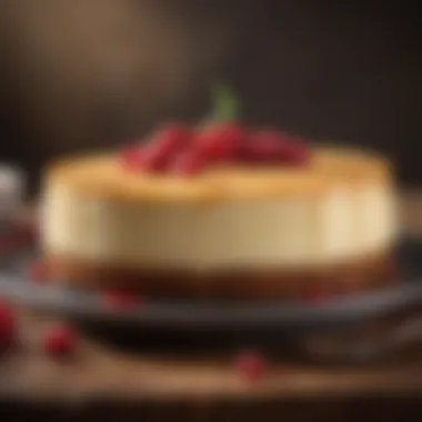 Perfectly Baked Cheesecake A perfectly baked cheesecake cooling on a rack.