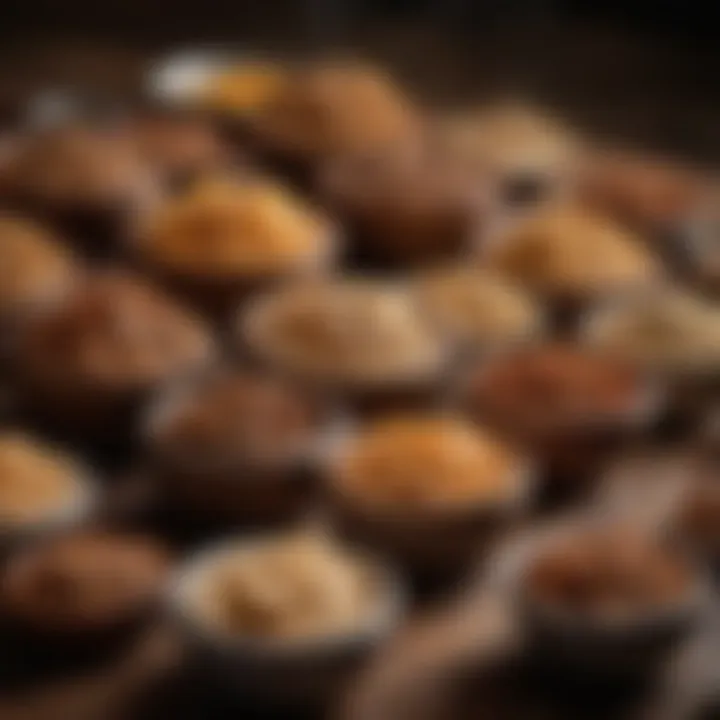 Different types of wood chips for smoking, displayed in small bowls