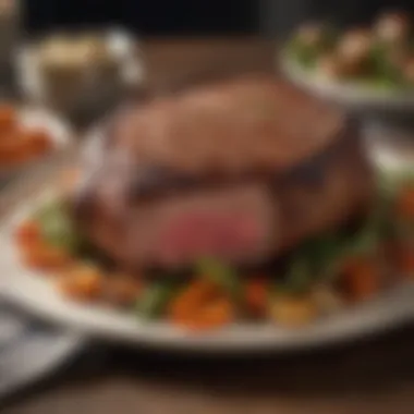 Ready to Serve Ribeye Roast A perfectly plated ribeye roast ready to be enjoyed