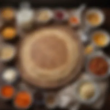 An array of ingredients used to make matzo meal pancakes displayed on a kitchen counter.