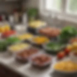 A well-organized meal prep station with fresh ingredients