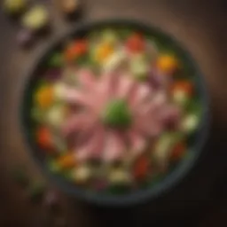 A vibrant Mediterranean tuna salad featuring colorful vegetables and herbs
