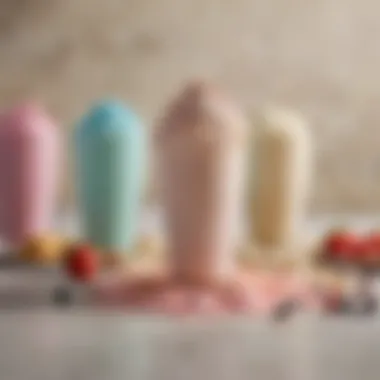 Diverse Selection of Milk Shake Mixes An array of vibrant milk shake mixes showcasing unique colors and textures.