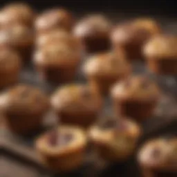 A variety of gourmet muffins displayed on a wooden table