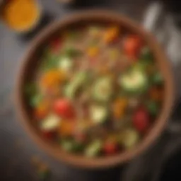 Colorful salad bowl with fresh vegetables and quinoa.