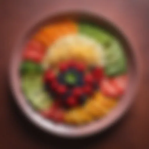 Vibrant fruits and vegetables on a colorful plate
