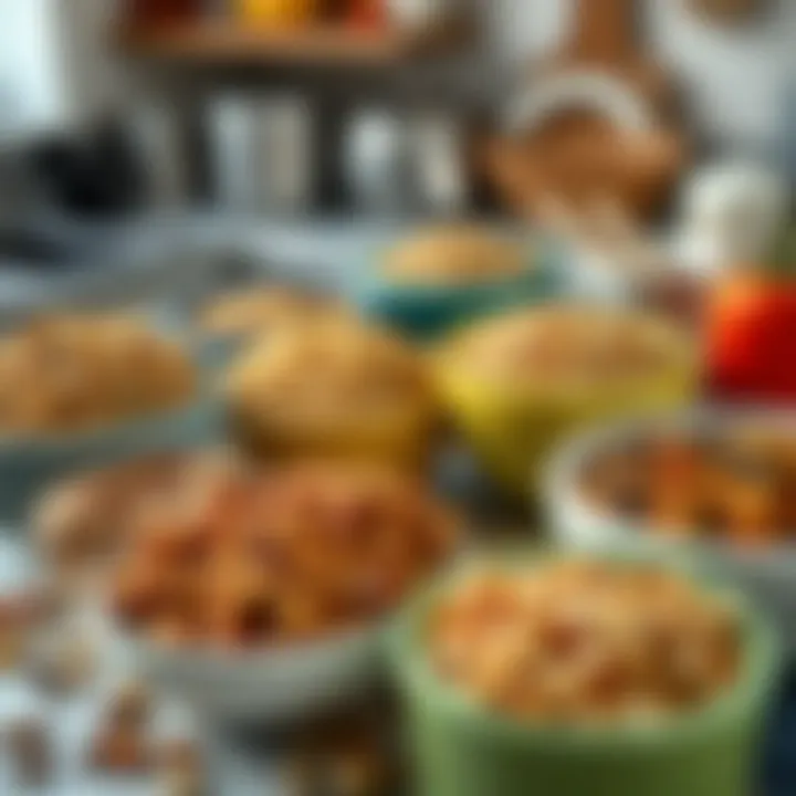 Colorful bowls filled with whole grains and legumes on a kitchen countertop