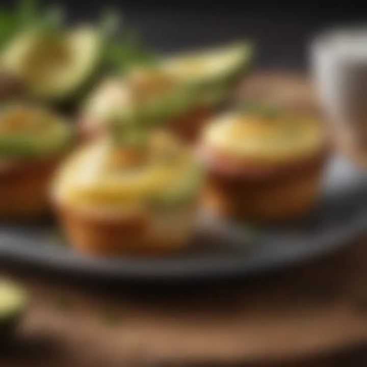 Healthy egg muffin served with avocado slices