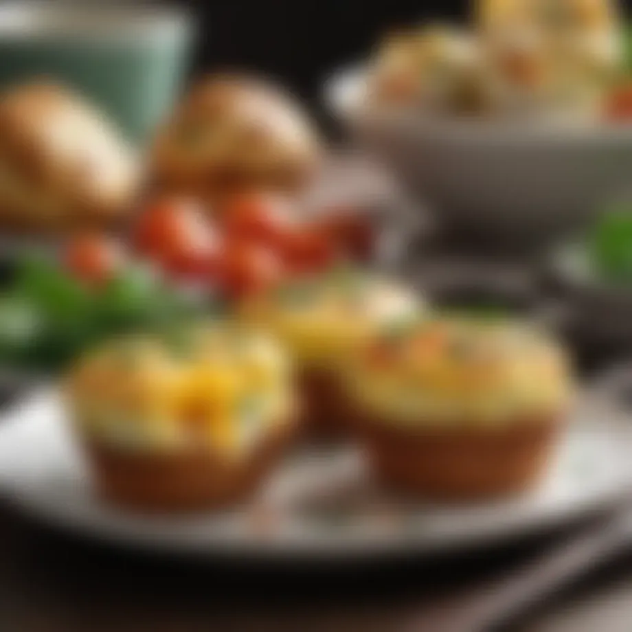 Egg muffin with fresh vegetables on a plate