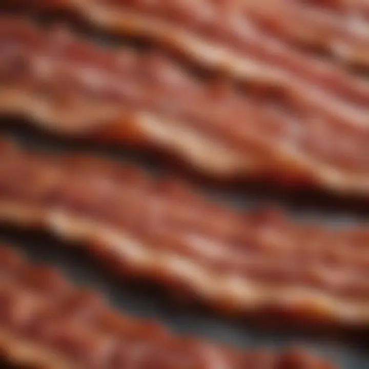 Close-up of crispy bacon showcasing texture and color