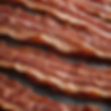 Crispy Bacon Texture Close-up of crispy bacon showcasing texture and color