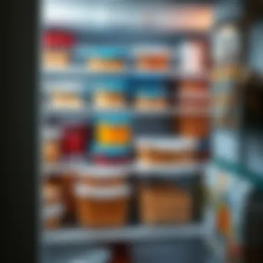 An organized freezer showcasing neatly stacked containers