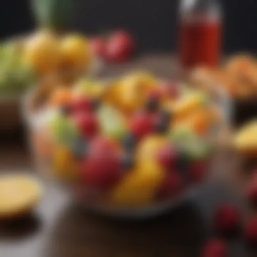 A vibrant bowl of fresh fruit, ideal for rum punch decoration