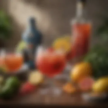 Beautifully Arranged Rum Punch Presentation A beautifully arranged rum punch presentation at a gathering