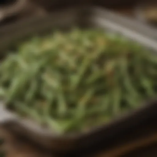 Oven-baked green beans seasoned with herbs