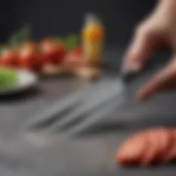 A close-up view of the Pampered Chef Ultimate Knife Set highlighting the precision blades.