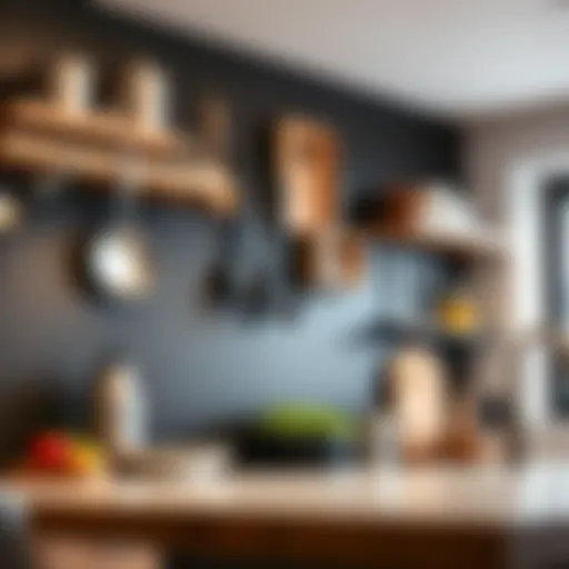 Stylish pegboard kitchen wall with organized utensils