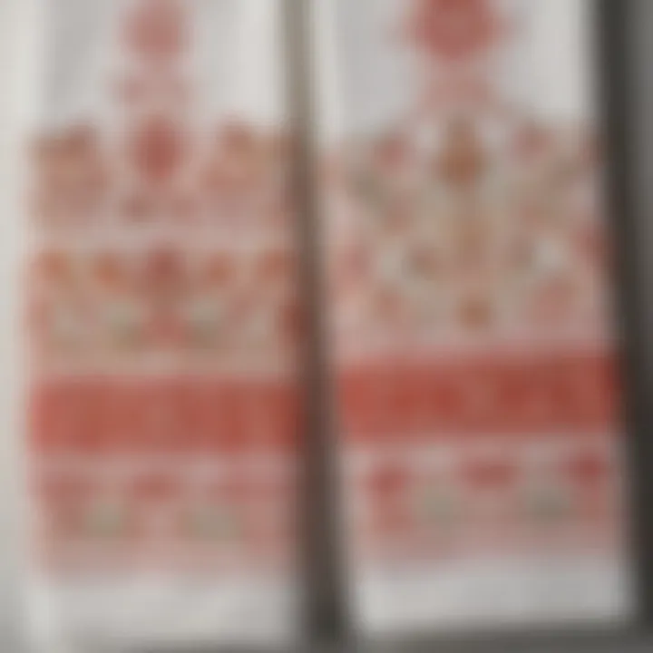 A close-up of unique designs on kitchen towels reflecting cultural motifs