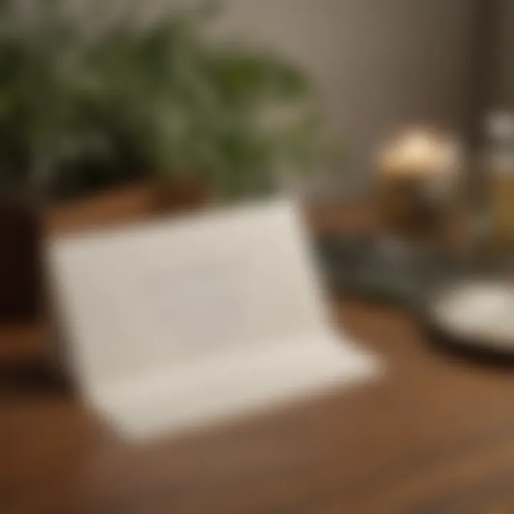 Personalized note card placed inside a bereavement box