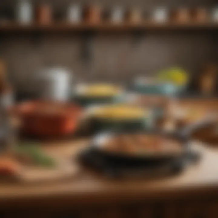 A versatile set of Pioneer Woman pots prepared for various culinary tasks.