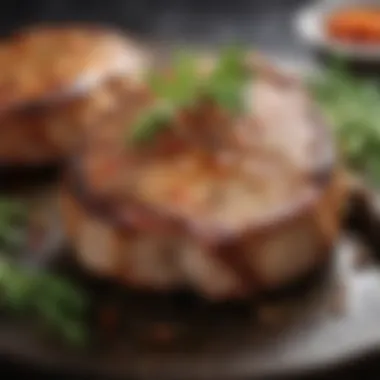 Marinated pork chops with a variety of spices and herbs