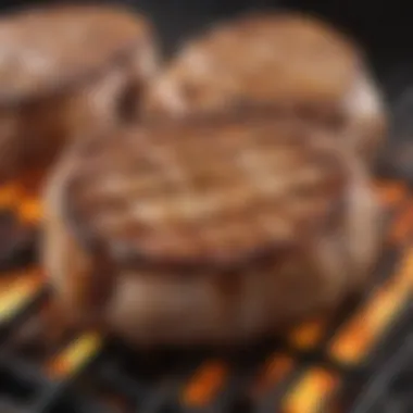 Sizzling pork chops on a hot grill