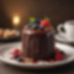 Decadent chocolate mug cake topped with berries