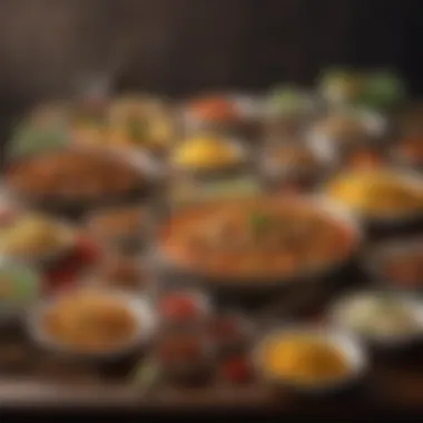 An Array of Global Cuisine A colorful spread of international dishes showcasing variety